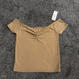 American Eagle Outfitters Women's Tan Ribbed Crop Top